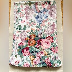 Vintage Ralph Lauren Allison Floral Twin Ruffle Flat Sheet Cabbage Roses Pink